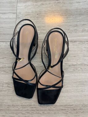 Gianvito Rossi Black Strappy Square-Toe Heels